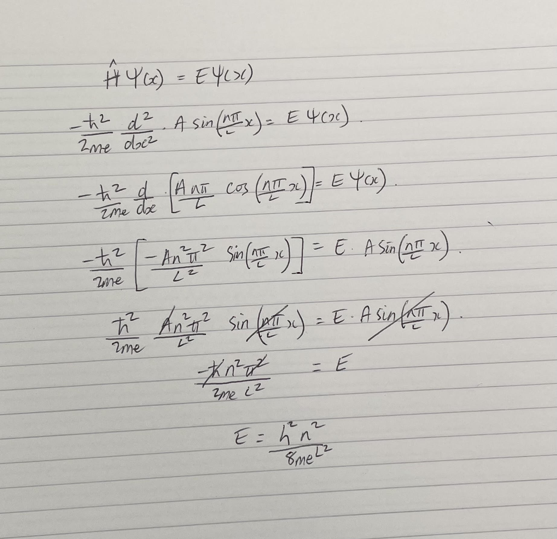 plain lined notepad with maths notes