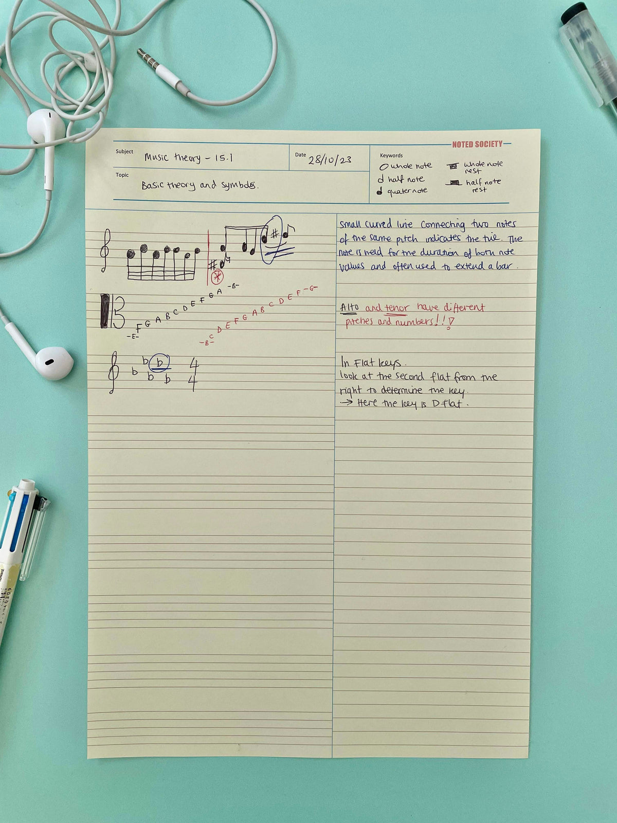 Rectangular Music Notes Notepad Template Music Notepad